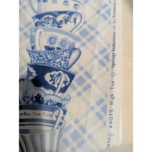 Vintage Daisy Kingdom High Tea #4075 Fabric 2 Yards x 45 Blue Teacups OOP